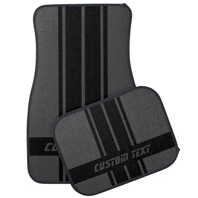 Black Race Double Stripes | Personalize Car Floor Mat | Zazzle