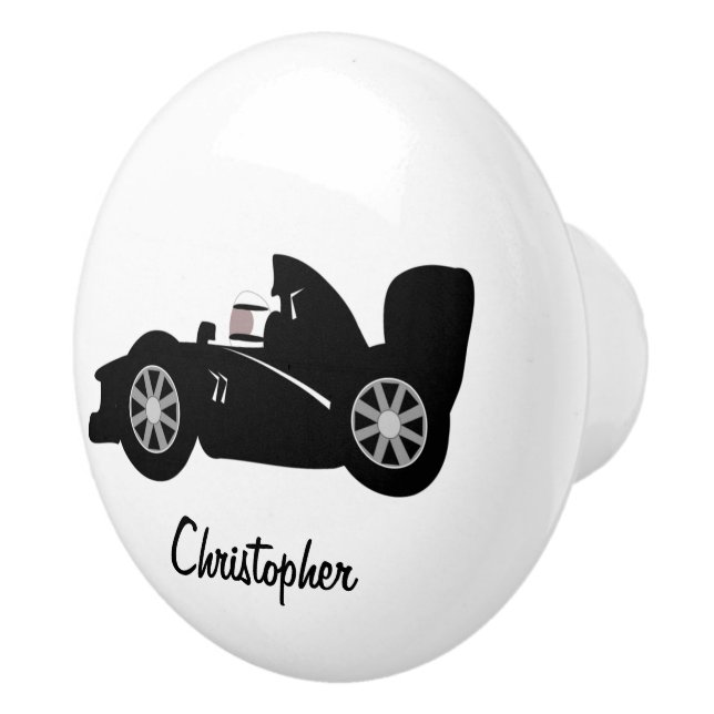 Black Racing Car Design Ceramic Knob (Right)
