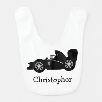 Black Racing Car Design Just Add Name Baby Bib