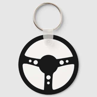 black racing steering wheel icon keychain