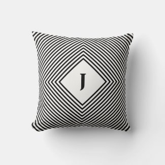 Black Radiating Rhombuses Decorative Monogram