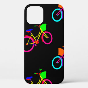 black rainbow bikes colorful bicycles iPhone 12 case