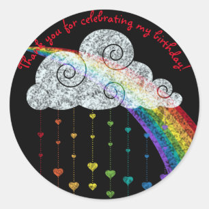 BLACK RAINBOW CLOUDS THANK YOU CHILDRENS STICKER