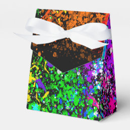 Black Rainbow Color Paint Splatter Birthday Party Favor Boxes