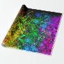 Black Rainbow Color Paint Splatter Colorful Wrapping Paper
