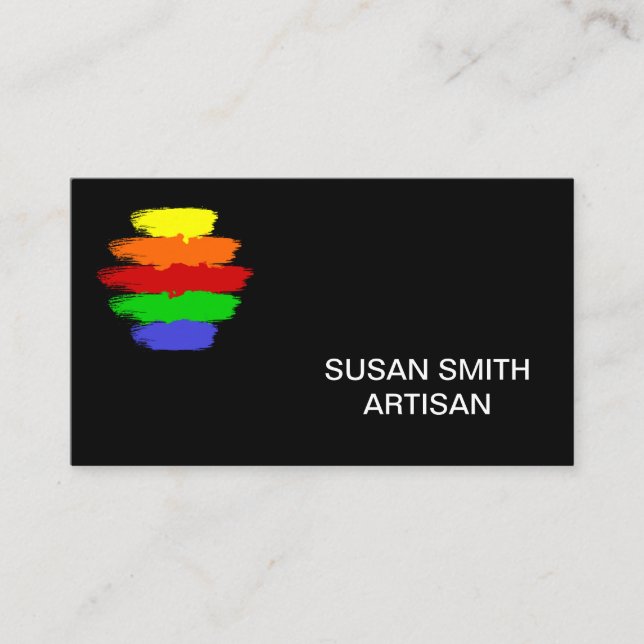 Black Rainbow Color Palette Business Card (Front)