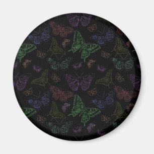 Black & Rainbow Colored Butterflies Flying Magnet