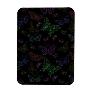Black & Rainbow Colored Butterflies Flying Magnet