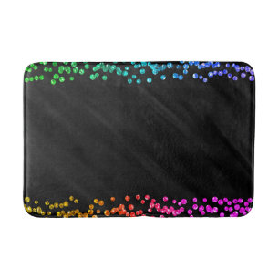 Black Rainbow Confetti Dots Bath Mat