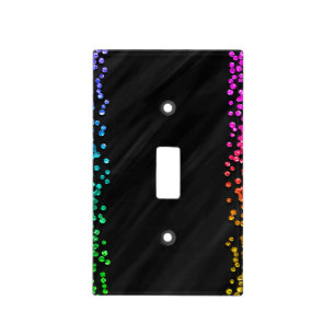 Black Rainbow Confetti Dots Light Switch Cover