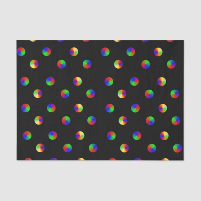 Black Rainbow Dots LGBT Gay Pride Tissue Paper (Front)