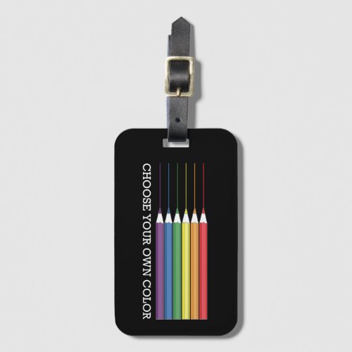 Black Rainbow Flag Pencils LGBT Pride Luggage Tag