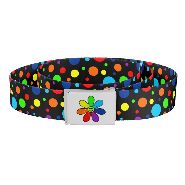 Black Rainbow Flower Spotted Belt (Coil)