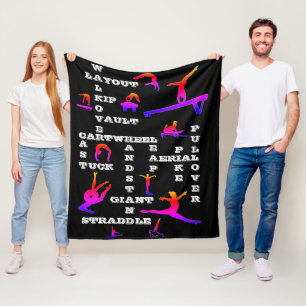Black / Rainbow Gymnastics Crossword Blanket