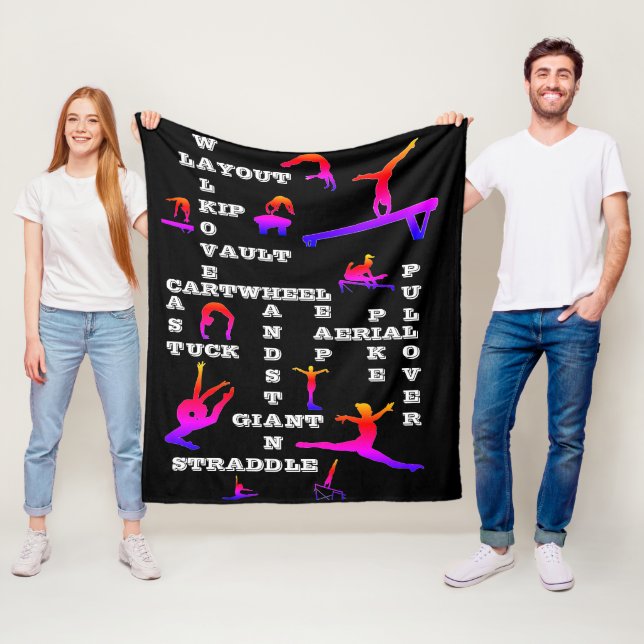 Black / Rainbow Gymnastics Crossword Blanket (In Situ)