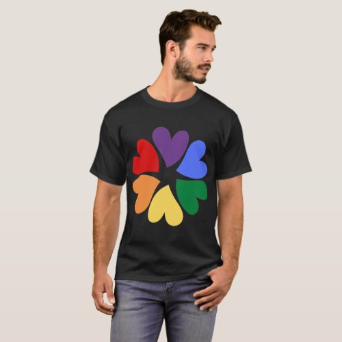 Black Rainbow Hearts LGBTQ T_shirt