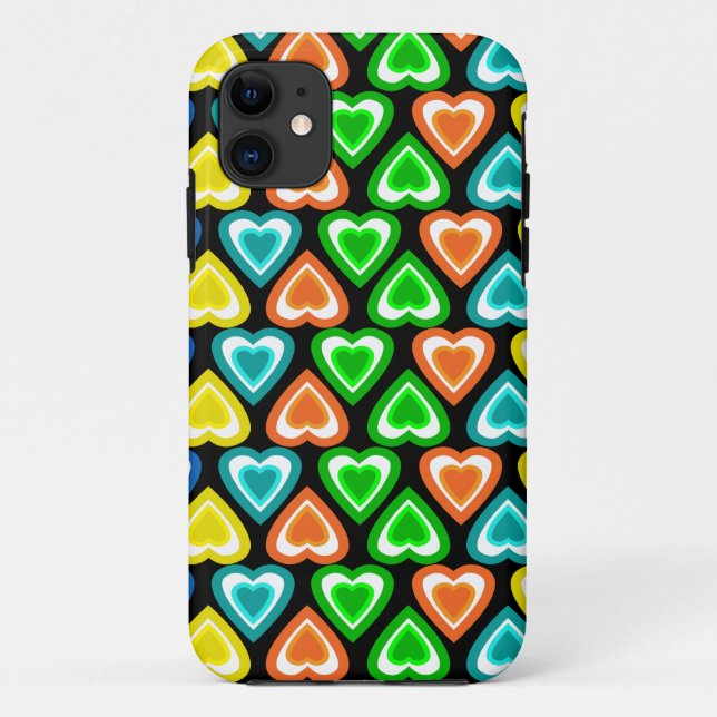 Black rainbow hearts pattern Case-Mate iPhone case (Back)