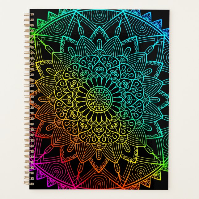 Black Rainbow Mandala  Planner (Front)