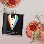 Black Rainbow Personalized Groomsmen Gay Pride Flask<br><div class="desc">Black Rainbow Personalized Groomsmen Gay Pride Flask</div>