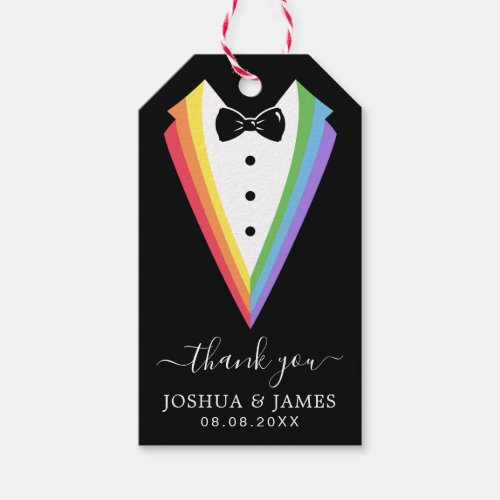 Black Rainbow Personalized Groomsmen Gay Pride Gift Tags