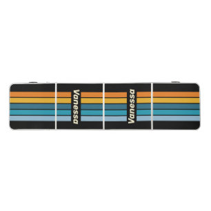 Black Rainbow Pin Striped with Name Beer Pong Table