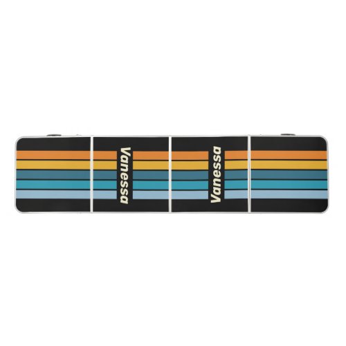 Black Rainbow Pin Striped with Name Beer Pong Table