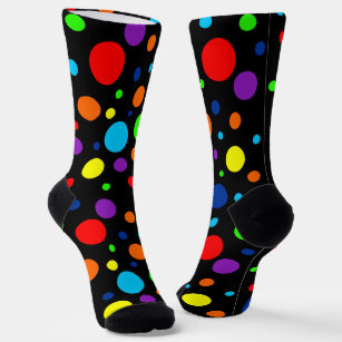 Black Rainbow Spots Crew Socks