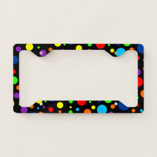 Black Rainbow Spots License Plate Frame