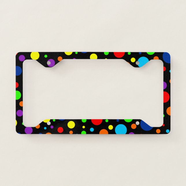 Black Rainbow Spots License Plate Frame (Front)