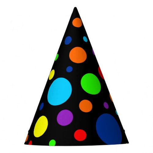 Black Rainbow Spots Party Hats