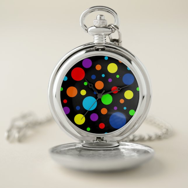 Black Rainbow Spots Pocket Watch (Inside)