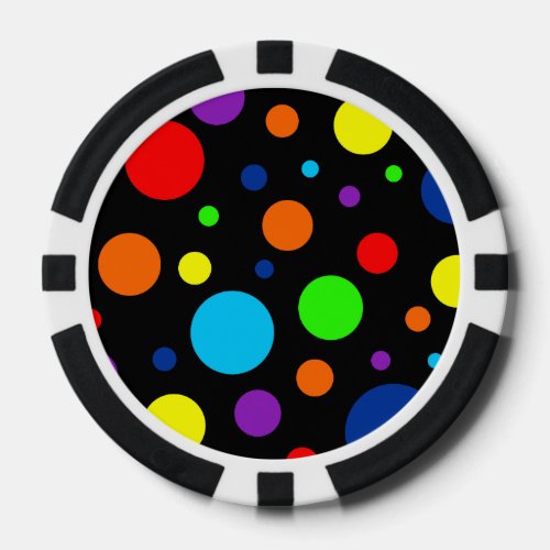 Black Rainbow Spots Poker Chips