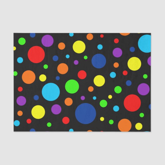 Black Rainbow Spots Tissue Paper (Front)