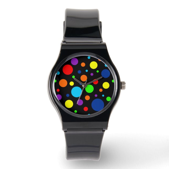 Black Rainbow Spots Watch (Front)