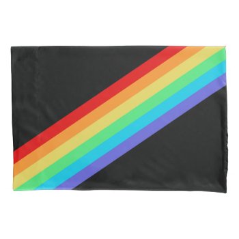 Black Rainbow Striped (1 Side) Pillowcase by FantasyPillows at Zazzle