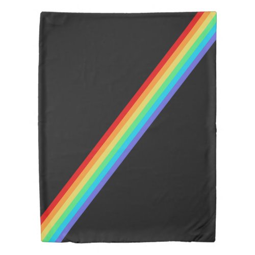 Black Rainbow Striped 1 side Twin Duvet Cover