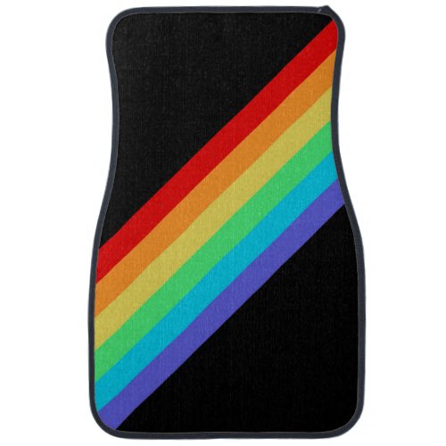 Black Rainbow Striped Front Car Mat