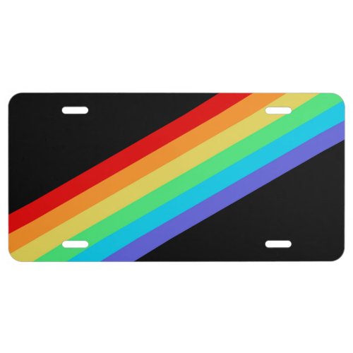 Black Rainbow Striped License Plate
