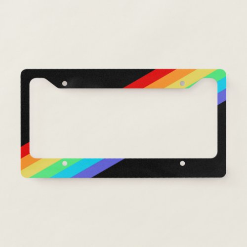Black Rainbow Striped License Plate Frame