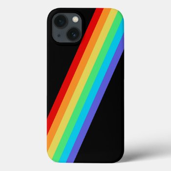 Black Rainbow Stripes Iphone 13 Case by FantasyCases at Zazzle