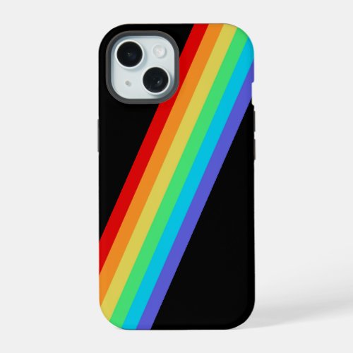 Black Rainbow Stripes iPhone 15 Case