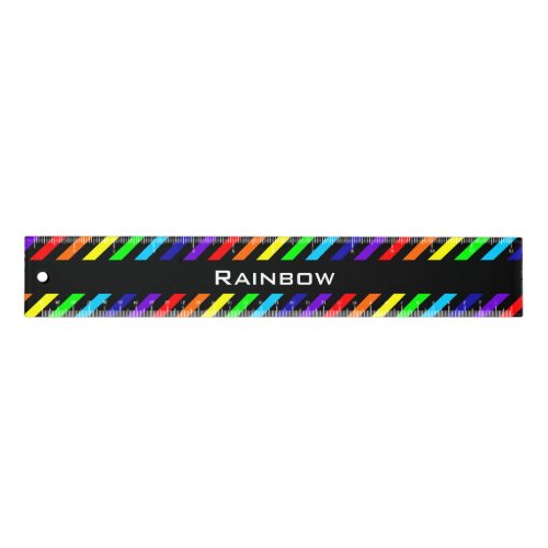 Black Rainbow Stripes Name Ruler