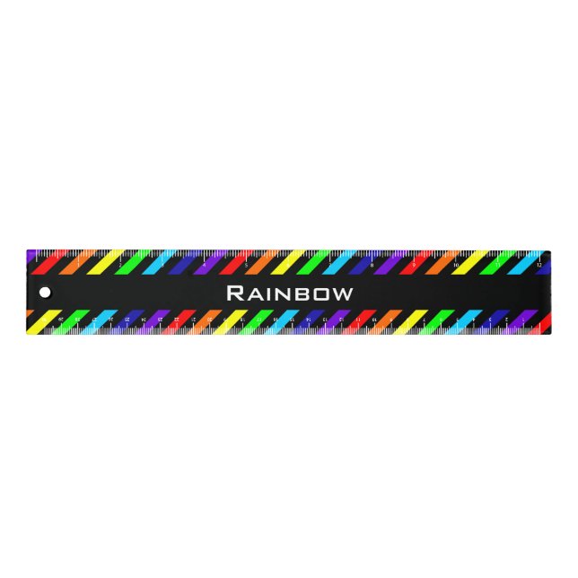 Black Rainbow Stripes Name Ruler (Front)