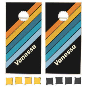 Black Rainbow with Name Cornhole Set