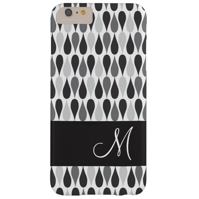 Black Raindrops Geometric Pattern Monogram Case-Mate iPhone Case (Back)