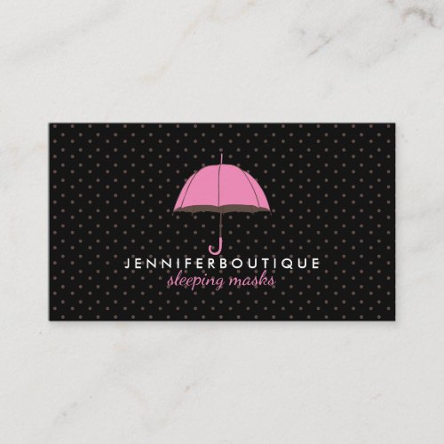 Black Raining Winter Polka Dots Umbrella Business Card