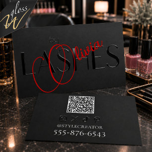Black Raised Spot UV Lashes Expert Business Card