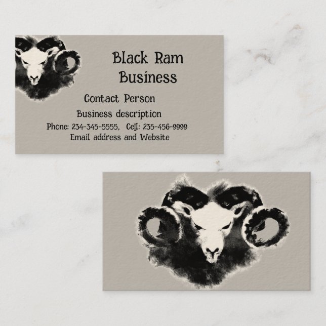 Black Ram Tough Rugged Strong  Business Card (Front/Back)