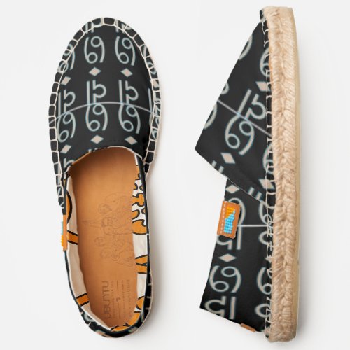 Black Random Symbols Canvas Slip On Shoes 