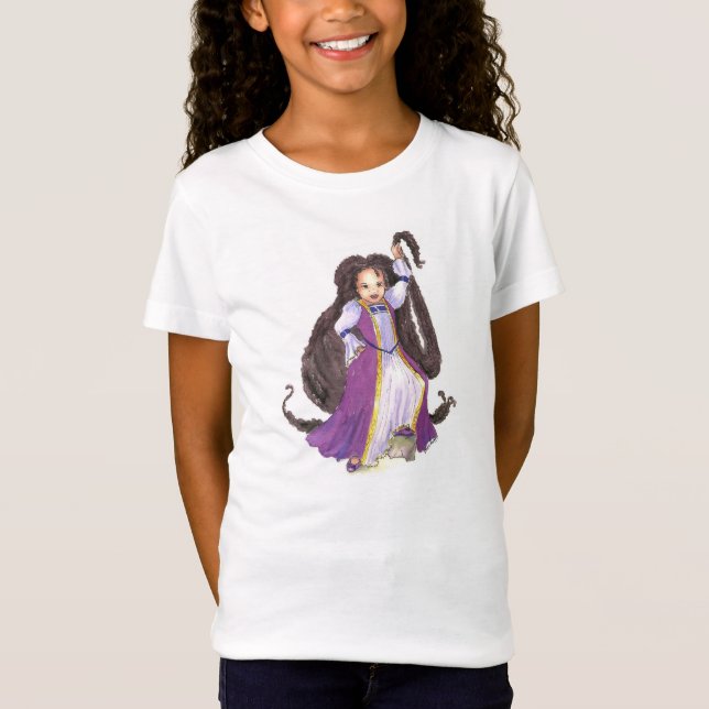 Black Rapunzel with Twists Girls tshirt (Front)